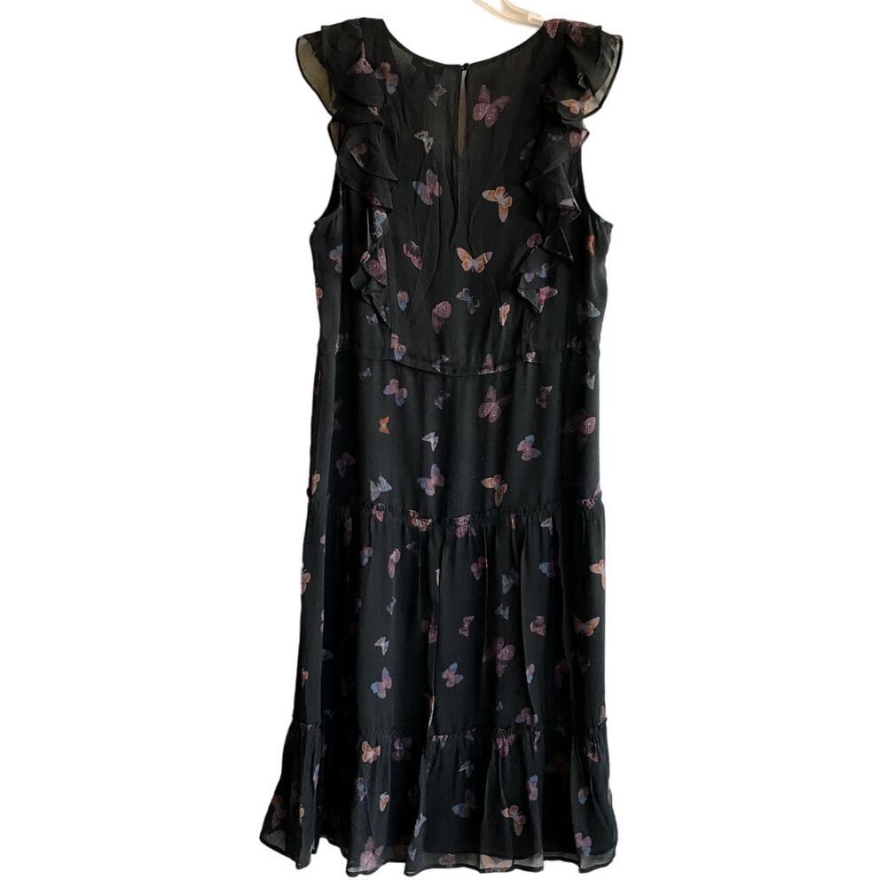 NWT Paige Black Butterfly Print Silk "Basil" Dress with Drawstring Waist size L - Picture 6 of 9